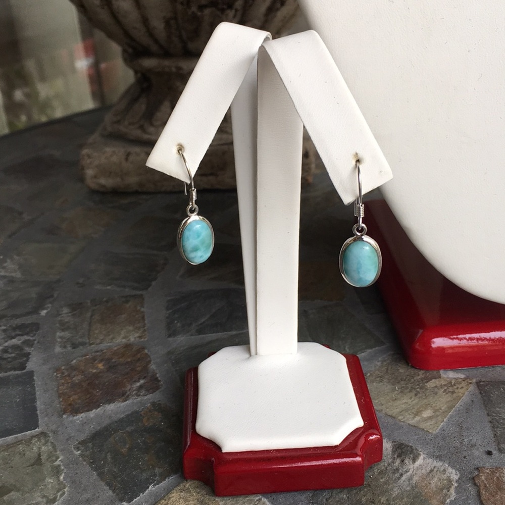 Larimar Sterling Silver Chain/Pendant ER Set - Picture 7 of 14